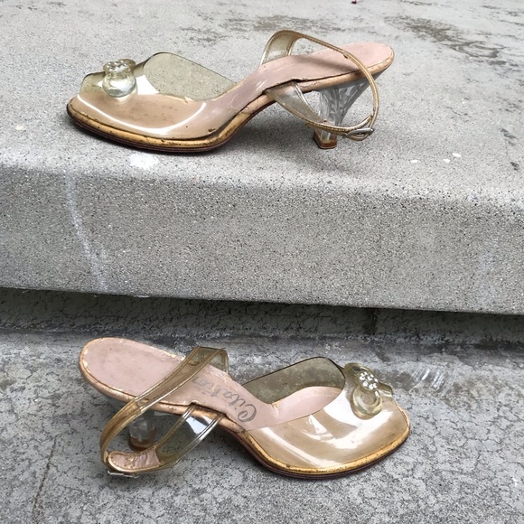 Vintage Clear Plastic Sandals Heels size 7 - Picture 4 of 10